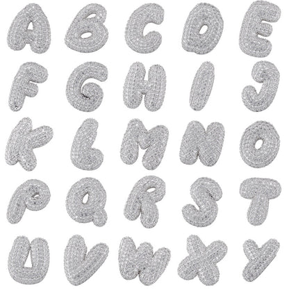 10-26pcs/lot 27*25mm CZ Paved Initial Letter Alphabet Beads Charms-Gold, Silver