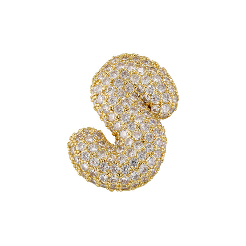 10-26pcs/lot 27*25mm CZ Paved Initial Letter Alphabet Beads Charms-Gold, Silver