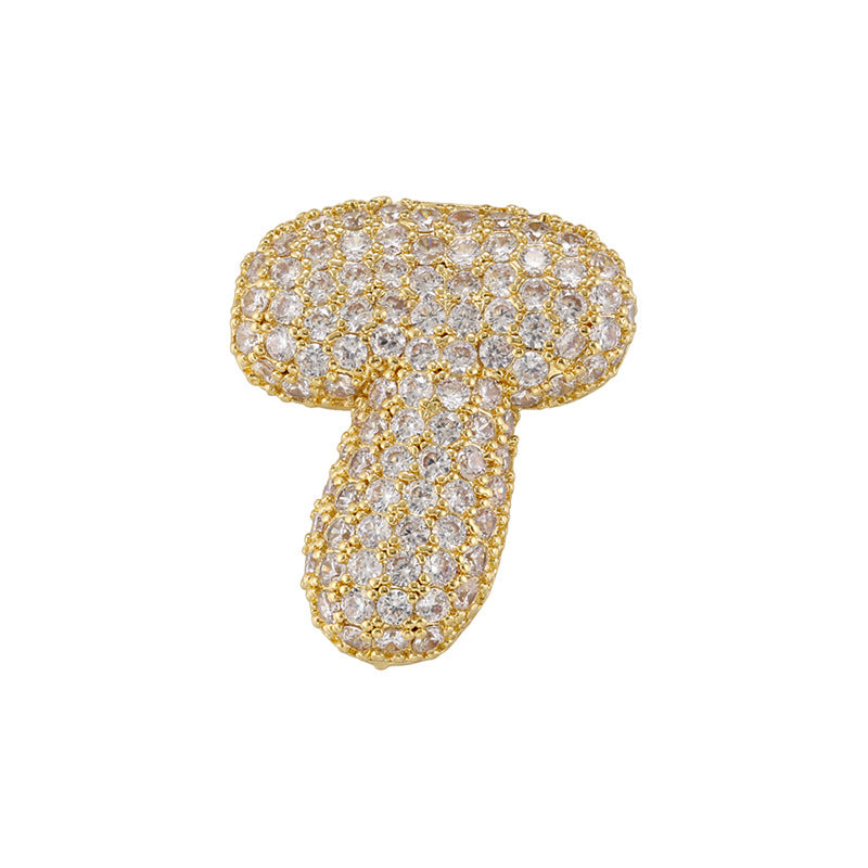 10-26pcs/lot 27*25mm CZ Paved Initial Letter Alphabet Beads Charms-Gold, Silver