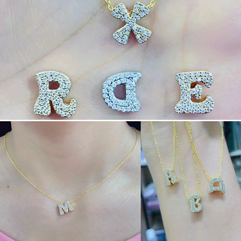 10-26pcs/lot CZ Paved Initial Letter Alphabet Beads-Gold, Silver