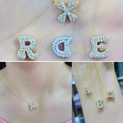 10-26pcs/lot CZ Paved Initial Letter Alphabet Beads-Gold, Silver