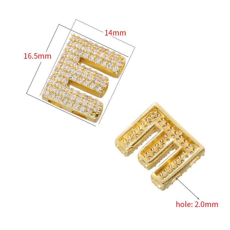 10-26pcs/lot 16.5*14mm CZ Paved Initial Letter Alphabet Beads-Gold, Silver