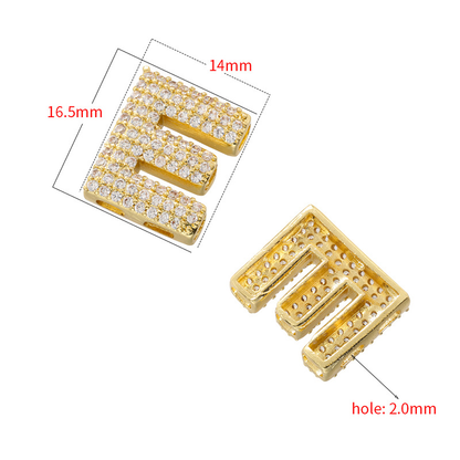 10-26pcs/lot 16.5*14mm CZ Paved Initial Letter Alphabet Beads-Gold, Silver