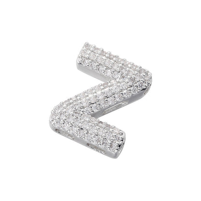 10-26pcs/lot 16.5*14mm CZ Paved Initial Letter Alphabet Beads-Gold, Silver