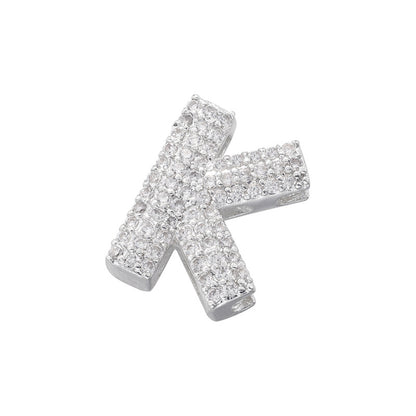 10-26pcs/lot 16.5*14mm CZ Paved Initial Letter Alphabet Beads-Gold, Silver