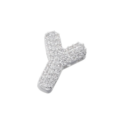 10-26pcs/lot 16.5*14mm CZ Paved Initial Letter Alphabet Beads-Gold, Silver