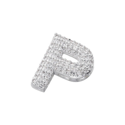 10-26pcs/lot 16.5*14mm CZ Paved Initial Letter Alphabet Beads-Gold, Silver
