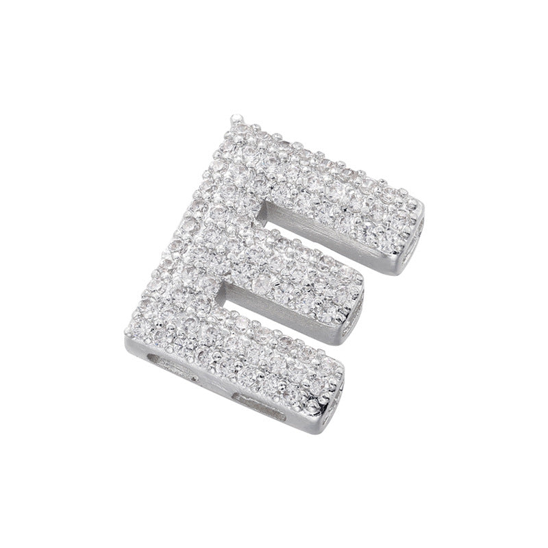 10-26pcs/lot 16.5*14mm CZ Paved Initial Letter Alphabet Beads-Gold, Silver
