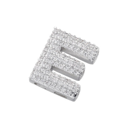 10-26pcs/lot 16.5*14mm CZ Paved Initial Letter Alphabet Beads-Gold, Silver
