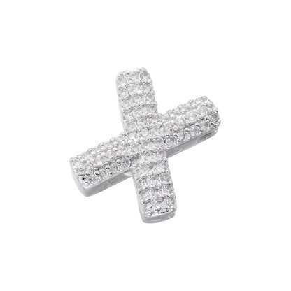 10-26pcs/lot 16.5*14mm CZ Paved Initial Letter Alphabet Beads-Gold, Silver
