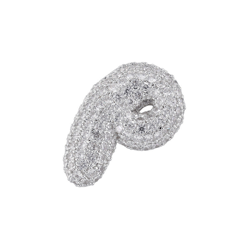 10-26pcs/lot 27*25mm CZ Paved Initial Letter Alphabet Beads Charms-Gold, Silver