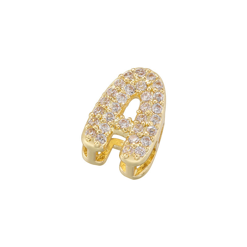 10-26pcs/lot 8*8mm CZ Paved Mini Size Initial Letter Alphabet Beads-Gold, Silver