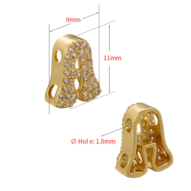 10-26pcs/lot CZ Paved Initial Letter Alphabet Beads-Gold, Silver
