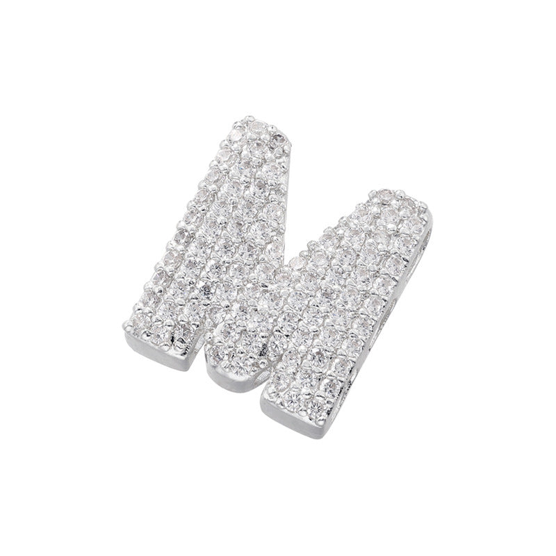 10-26pcs/lot 16.5*14mm CZ Paved Initial Letter Alphabet Beads-Gold, Silver