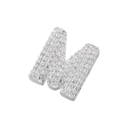 10-26pcs/lot 16.5*14mm CZ Paved Initial Letter Alphabet Beads-Gold, Silver