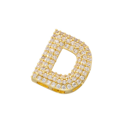 10-26pcs/lot 16.5*14mm CZ Paved Initial Letter Alphabet Beads-Gold, Silver