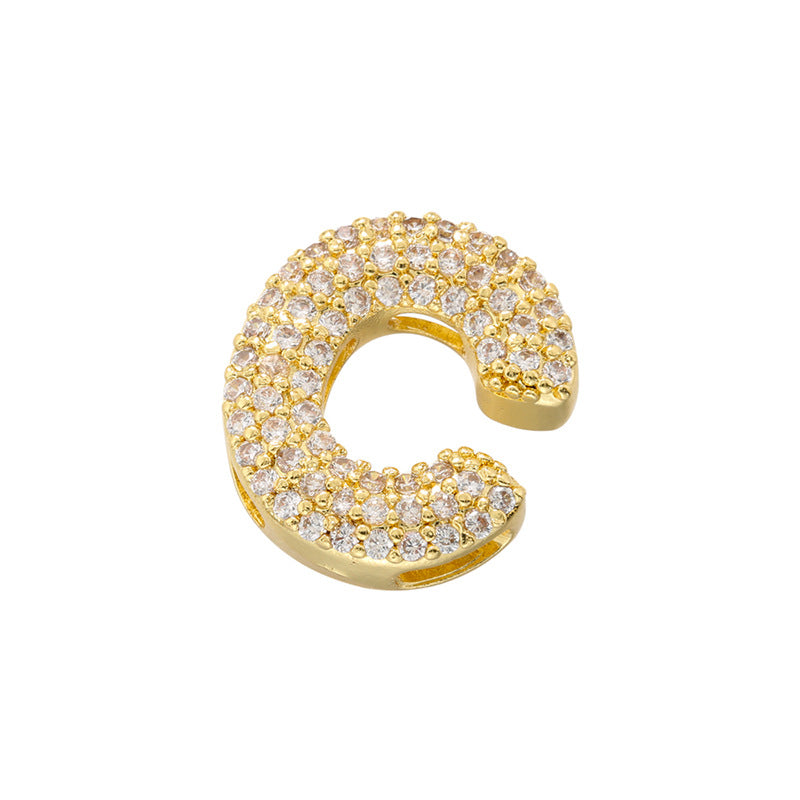 10-26pcs/lot 16.5*14mm CZ Paved Initial Letter Alphabet Beads-Gold, Silver