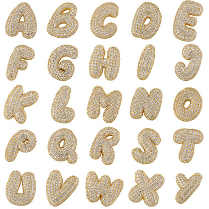 10-26pcs/lot 27*25mm CZ Paved Initial Letter Alphabet Beads Charms-Gold, Silver