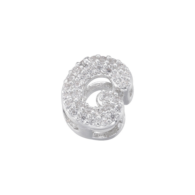 10-26pcs/lot 8*8mm CZ Paved Mini Size Initial Letter Alphabet Beads-Gold, Silver