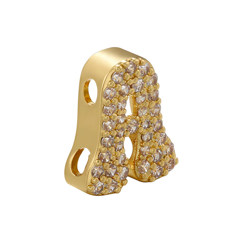 10-26pcs/lot CZ Paved Initial Letter Alphabet Beads-Gold, Silver