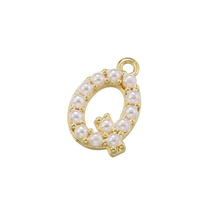 10-26pcs/lot 14*10mm Pearl Paved Initial Letter Alphabet Beads-Gold, Silver