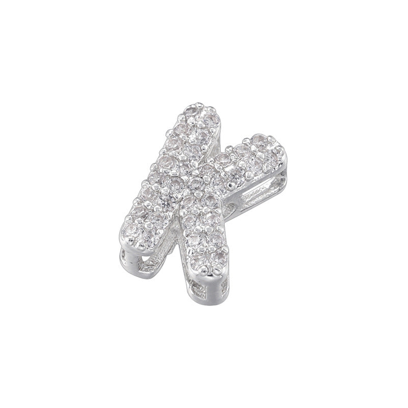 10-26pcs/lot 8*8mm CZ Paved Mini Size Initial Letter Alphabet Beads-Gold, Silver