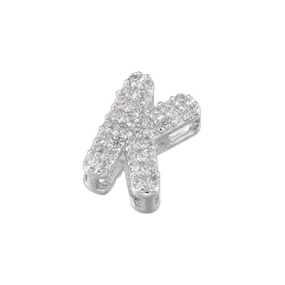 10-26pcs/lot 8*8mm CZ Paved Mini Size Initial Letter Alphabet Beads-Gold, Silver