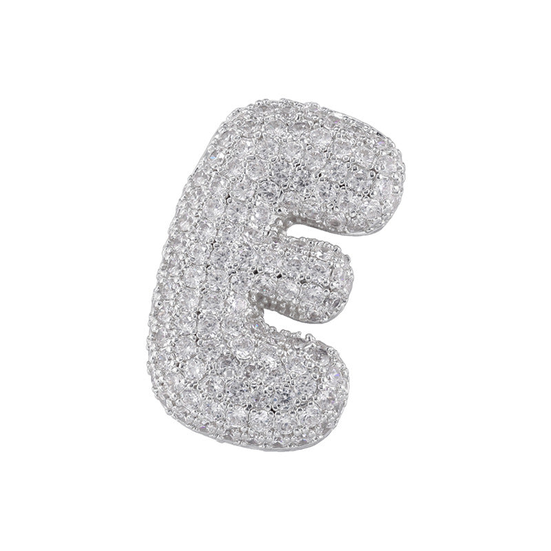10-26pcs/lot 27*25mm CZ Paved Initial Letter Alphabet Beads Charms-Gold, Silver