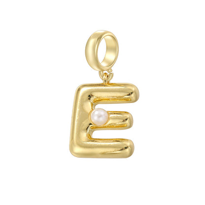 10-26pcs/lot 23*10.5mm Pearl Paved Initial Letter Alphabet Beads-Gold, Silver