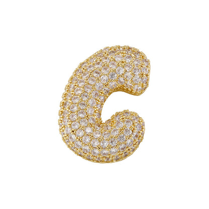 10-26pcs/lot 27*25mm CZ Paved Initial Letter Alphabet Beads Charms-Gold, Silver