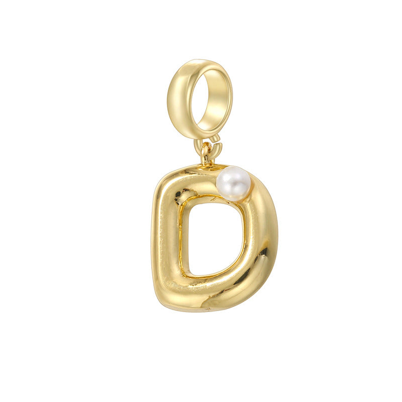 10-26pcs/lot 23*10.5mm Pearl Paved Initial Letter Alphabet Beads-Gold, Silver