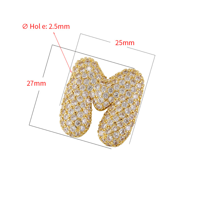 10-26pcs/lot 27*25mm CZ Paved Initial Letter Alphabet Beads Charms-Gold, Silver