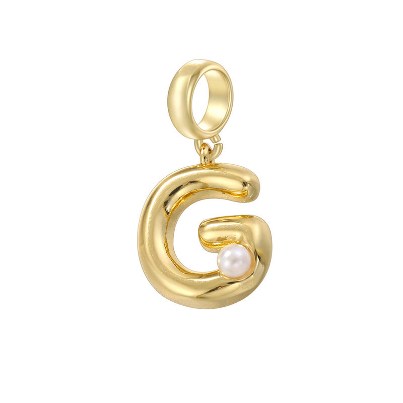 10-26pcs/lot 23*10.5mm Pearl Paved Initial Letter Alphabet Beads-Gold, Silver
