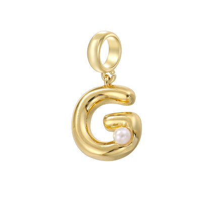 10-26pcs/lot 23*10.5mm Pearl Paved Initial Letter Alphabet Beads-Gold, Silver