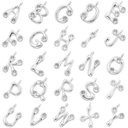 10-26pcs/lot 22.5*18mm CZ Paved Initial Letter Alphabet Charms-Gold, Silver
