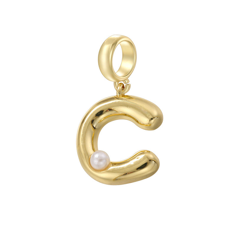 10-26pcs/lot 23*10.5mm Pearl Paved Initial Letter Alphabet Beads-Gold, Silver