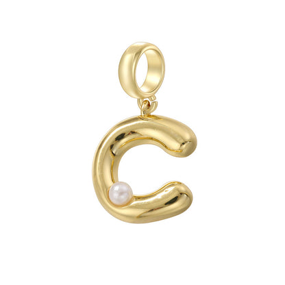 10-26pcs/lot 23*10.5mm Pearl Paved Initial Letter Alphabet Beads-Gold, Silver