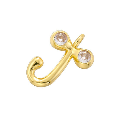 10-26pcs/lot 22.5*18mm CZ Paved Initial Letter Alphabet Charms-Gold, Silver