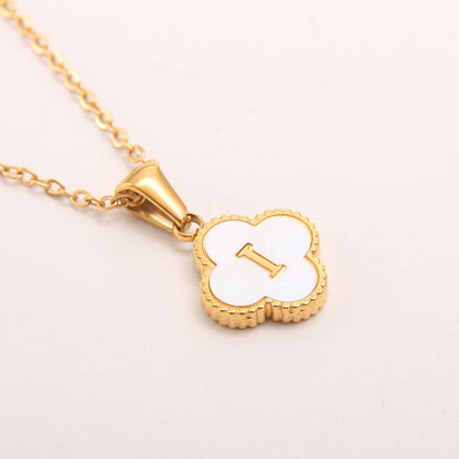 10-26pcs/lot White Shell Stainless Steel Flower Initial Necklaces Necklaces Charms Beads Beyond