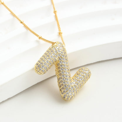 10-26pcs/lot Gold Silver Plated CZ Paved Initial Necklaces Necklaces Charms Beads Beyond