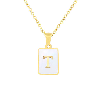 10-26pcs/lot Gold Plated White Shell Stainless Steel Initial Necklaces Necklaces Charms Beads Beyond