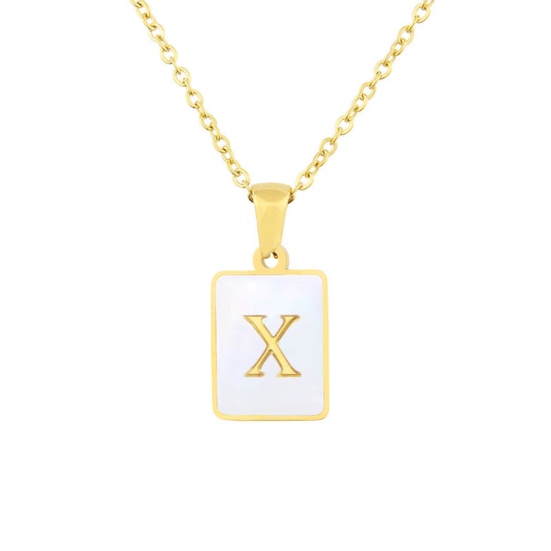 10-26pcs/lot Gold Plated White Shell Stainless Steel Initial Necklaces Necklaces Charms Beads Beyond