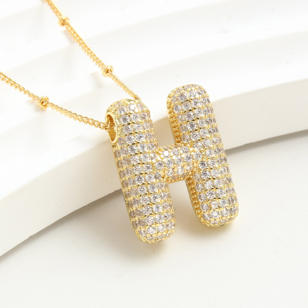 10-26pcs/lot Gold Silver Plated CZ Paved Initial Necklaces Necklaces Charms Beads Beyond