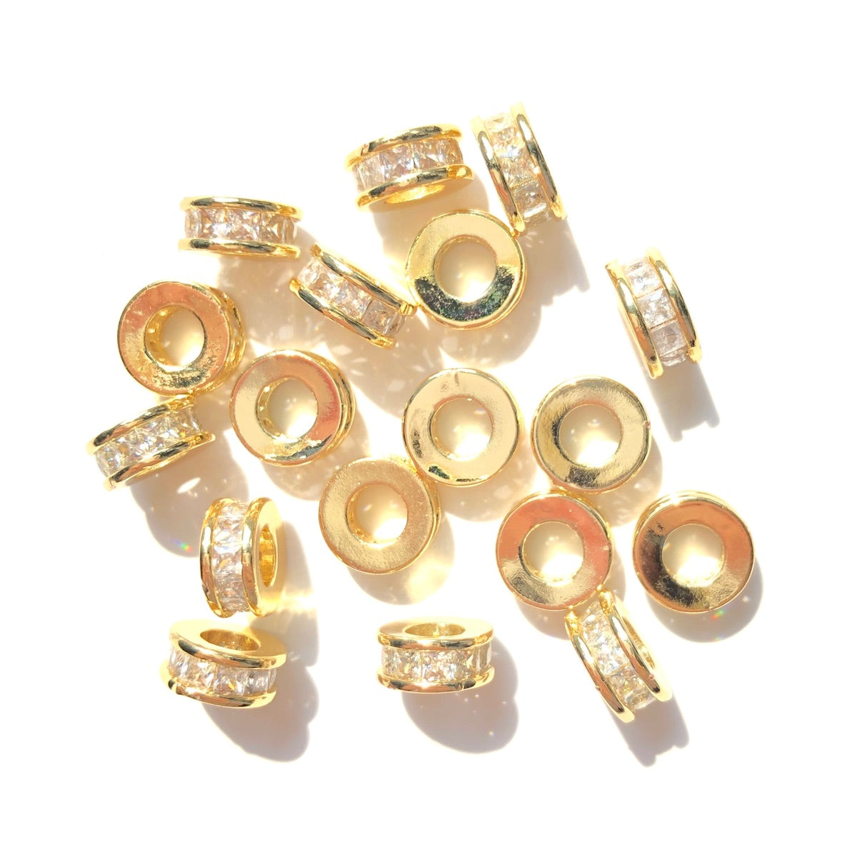 10 Grams (About 15pc) 8x3mm Faceted Rondelle Spacer Beads, Gold