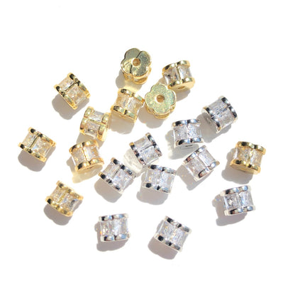 20-50pcs/lot Rectangle CZ Paved Flower Spacers Mix Colors CZ Paved Spacers New Spacers Arrivals Rondelle Beads Wholesale Charms Beads Beyond