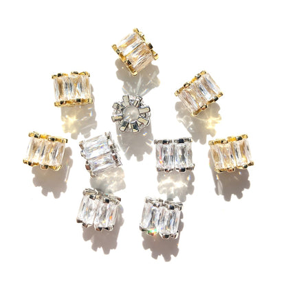 10-20-50pcs/lot Rectangle CZ Paved Rondelle Wheel Spacers Mix Colors CZ Paved Spacers Big Hole Beads New Spacers Arrivals Rondelle Beads Wholesale Charms Beads Beyond