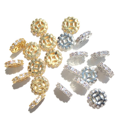 20-50pcs/lot 8*2mm CZ Paved Rondelle Wheel Spacers Mix Colors CZ Paved Spacers New Spacers Arrivals Rondelle Beads Wholesale Charms Beads Beyond