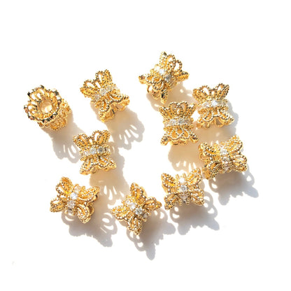 10-20-50pcs/lot 8mm CZ Paved Hollow Hourglass Spacers Gold CZ Paved Spacers Hourglass Beads New Spacers Arrivals Wholesale Charms Beads Beyond