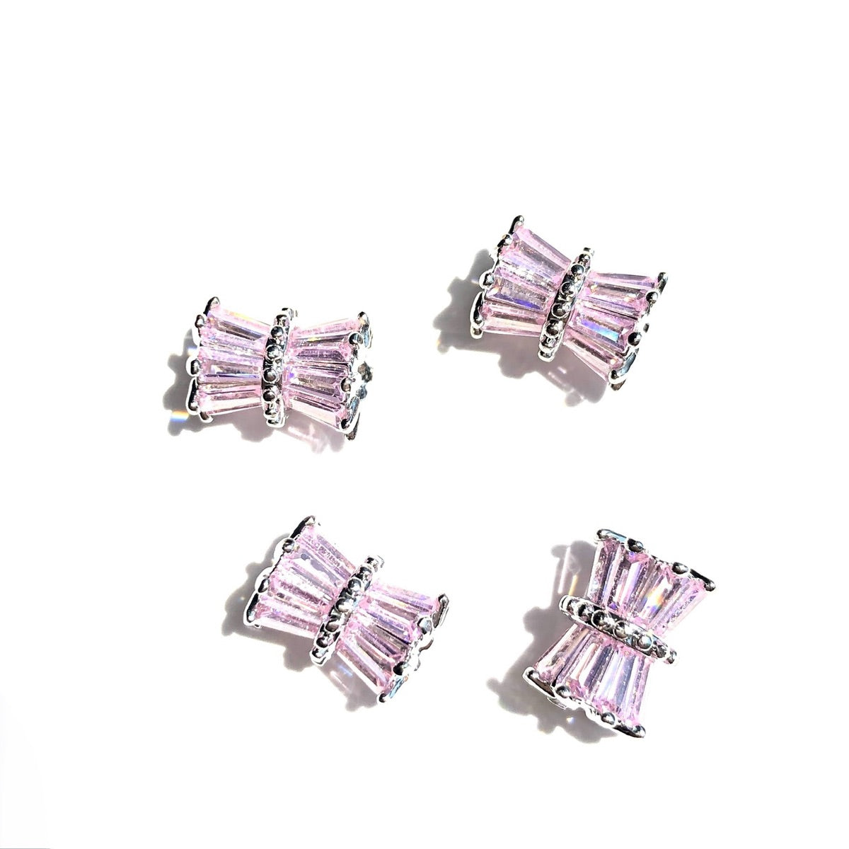 10-20-50pcs/lot Pink CZ Paved Hourglass Spacers Silver CZ Paved Spacers Hourglass Beads New Spacers Arrivals Wholesale Charms Beads Beyond