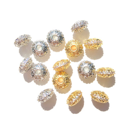 20-50pcs/lot 7.7mm CZ Paved Rondelle Wheel Spacers Mix Colors CZ Paved Spacers New Spacers Arrivals Rondelle Beads Wholesale Charms Beads Beyond